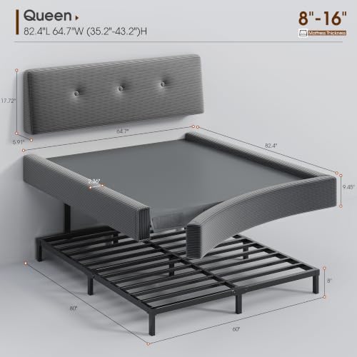 Image of EnHomee Cloud Bed Frame Queen Size with Adjustable Headboard