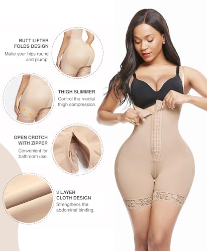 Image of Lover-Beauty Fajas Colombianas Shapewear for Women Tummy Control Postpartum Body Shaper Butt Lifter Bodysuit
