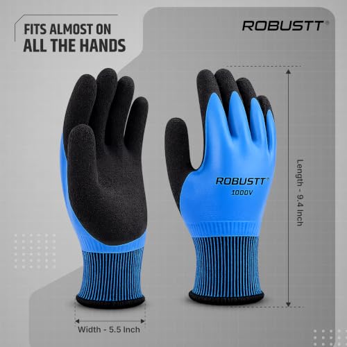 Image of Robustt Electrical Insulated Safety Gloves for Electricians | High Voltage Protection up to 1000V | Anti-Slip Rubber Grip | Waterproof, Tear & Wear Resistant | Gloves for Electrical Maintenance