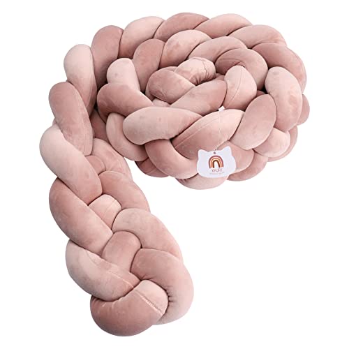Image of XHJRI 4 Strand Hand Woven Cushion Decorative Knotted Pillow for Home Decor, Bed Gap Filling Cushion Widen Plush Knotted Throw Pillows (Light Pinkish Brown, 78 inch)