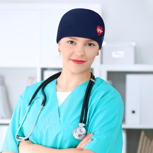 Image of Unittype 4 Pcs Nurse Caps for Women Nursing Working Caps with Button and Sweatband Adjustable Elastic Scrub Hats for Dentist