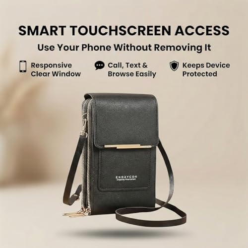 Image of VKR Women's Leather Crossbody Phone Purse with Touchscreen Pocket - Anti-Theft Mobile Sling Bag with Adjustable Shoulder Strap, Card Slots, Zipper Compartments & Compact Wallet for Daily Travel