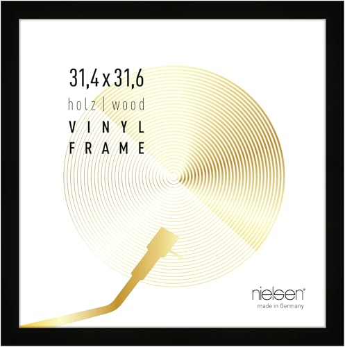 nielsen Schallplatten Rahmen 31 4 x 31 6 cm Holz Schwarz Vinyl Rahmen zum Aufhängen im Hoch- & Querformat bruchsicheres Kunstglas Vinyl Holz