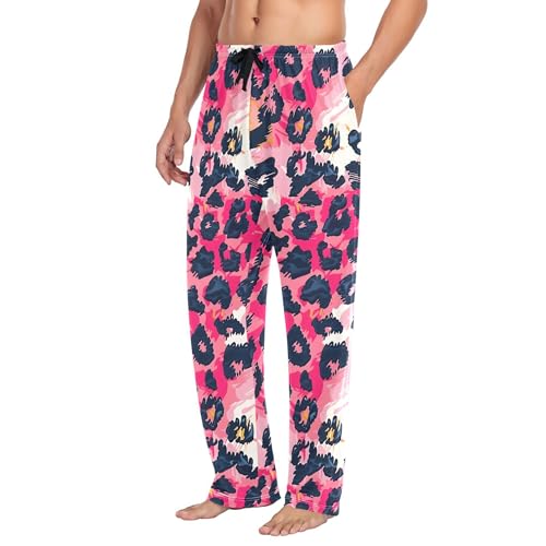 Men's Pajama Bottom Leopard Design Cotton Pajama Pants Drawstring Sleepwear Long Pants Pockets4