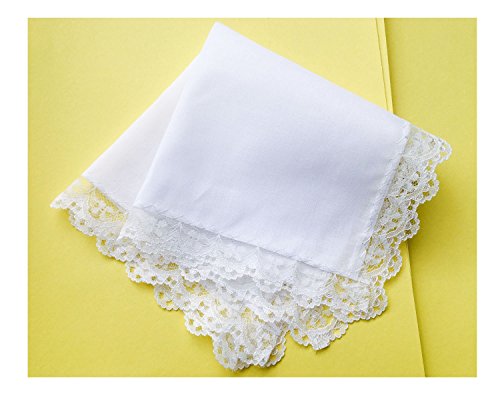 6/12 Pack Of Ladies White Perfect Wedding Lace Cotton Handkerchiefs #TOP2