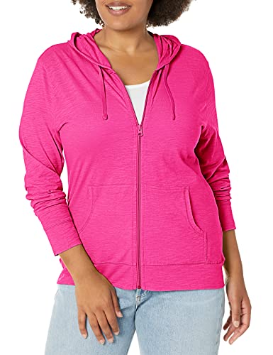 Hanes Women's Jersey Full Zip Hoodie, Amaranth, Large #TOP3