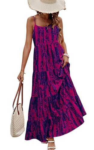 Image of PRETTYGARDEN Women Summer Dresses 2026 Spaghetti Strap Scoop Neck Floral Maxi Dress Flowy Boho Long Sundress with Pockets