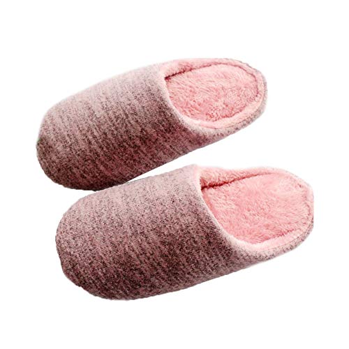 Tonpot - Pantuflas de algodón Estilo japonés para el hogar para el otoño y el Invierno, Parte Inferior de Goma Antideslizante, Parte Inferior Suave para Parejas (Rosa), Felpa + algodón, Rosa, 37-38