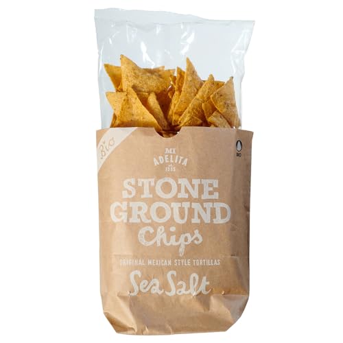 Mi Adelita Stone Ground Tortilla Chips Sea Salt 150g / Natural Corn Tortilla Nacho Chips, Mexican Snacks