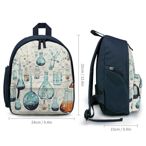 Chemistry Print Backpack Small Book Bag with Side Pocket, Lightweight Durable Backpack, Travel Rucksack, Blue-style2