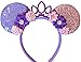 CLGIFT Rapunzel Inspired Minnie Ears, Tangled Minnie Ears, Princess Rapunzel, Purple Mickey Minnie Ears (Gold lilac bow)