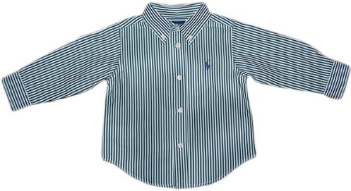 Amazon Co Jp Ralph Lauren ラルフローレン 男の子用グリーンｘホワイトストライプポニーロゴ刺繍入り襟付き長袖シャツ 12months 12ヶ月用 80cm 緑ｘ白縦縞襟付きシャツ コーデトップス ギフト プレゼント 並行輸入品 服 ファッション小物