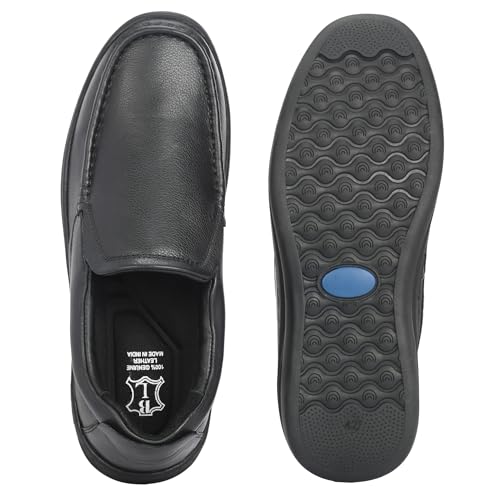 Image of Blue Leather by Centrino Genuine Leather Slip-On Men's Formal Shoe |Stylish with Soft Cushioned Insole |Trendy Non Lace-Up Design |Durable Leather with Anti-Skid Sole | Perfect for Formal Wear (3998)