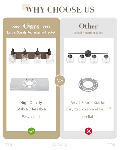 Image of Bathroom Vanity Light Fixtures 4-Light Hammered Glass Modern Wall Mounted Over Mirror Oil Rubbed Bronze - VL01ORBH-4