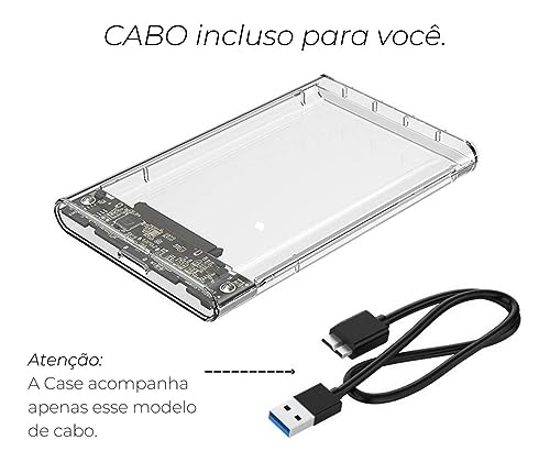 Case Para Hd Externo Transparente Notebook Sata 2.5 Usb 3.0