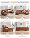 TYBOATLE 116’’ W Brown Faux Leather Sectional w/USB and Cup Holders for Living Room, Comfy Tufted U Shaped Sofa Couch w/Chaise Lounge, Office Leather Sofa for Bedroom