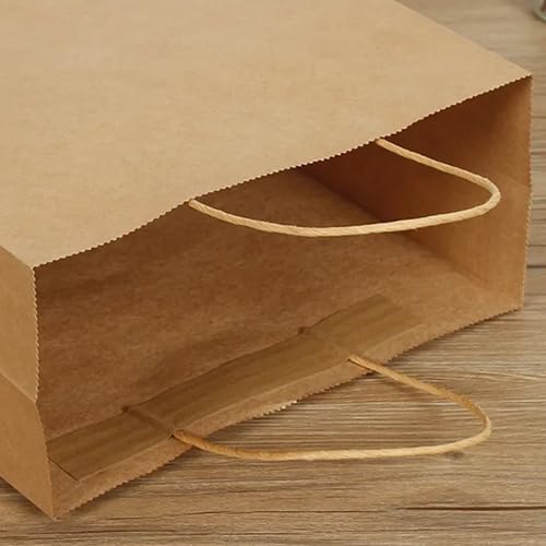Sac en papier KRAFT avec poignée de cordon, sac à emporter, sac pour restaurant (50, 210 x 110 x (h) 270 mm)