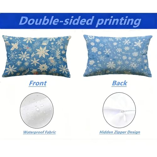 Housse de coussin extérieur 70x90 rectangulaire imperméable bleu jardin - 3
