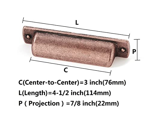Khtumeware 10 Pack 3"(76Mm) Vintage Drawer Pulls Antique Copper Cabinet Bin Cup Pulls Kitchen Hardware Cabinet Handles Drawer Handles Knobs. #TOP1