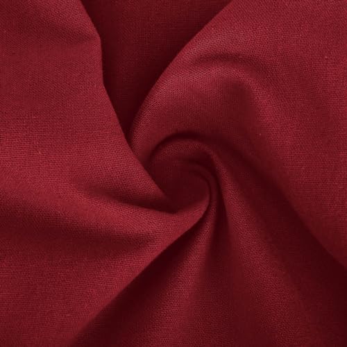 Womens Linen Cotton Pants Drastring Waist Solid Color Loose Pants with Pockets Straight Wide Leg Trousers Casual L-6584