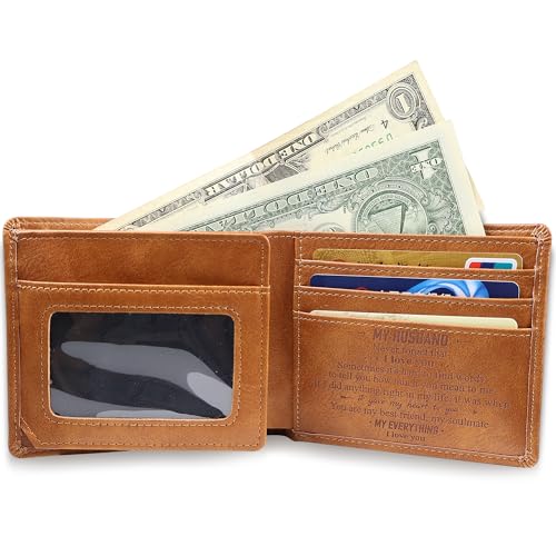 SYNGUCK Men's Leather Wallet – Bifold RFID Blocking, Minimalist Design – Wedding, Christmas,Birthday Gifts for Husband2