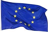 Bandera de Europa de 90 x 150 cm, resistente a la intemperie, con ojales de latón y doble costura robusta, resistente a fuertes vientos, colores vivos en 100% poliéster, ideal para europeos que