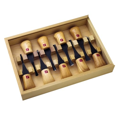 Flexcut Carving Tools Deluxe Palm Gouge Set Fr405, Wood Crving Kit, Razor-sharp 1095 High Carbon Steel Blade, Made In The Usa