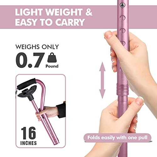 Kinggear Walking Cane For Women & Men, Lightweight & Sturdy Offset Walking Stick, Walking Cane With Autonomous Standing, Large Quad Base Cane For Seniors, Walking Crutches For People With Leg Injuries #TOP4