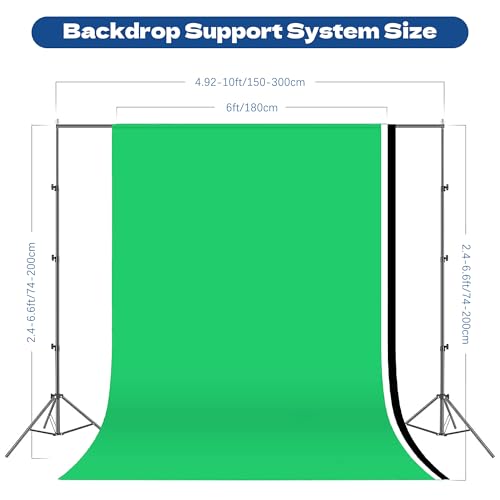 Image of Photography Softboxes Kit with 6.6x10ft Backdrop Stands, 5 Tripod Stands, 3 Color Background Screen, Softbox with 85W Led Bulb, Photo Studio Equipment for Video Shoot, Product & Portrait