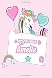  Amelie: Personalized Journal to Write In  Notebook for Girls and Women Watercolor Floral Monogram Initials Names Notebook  With a fee unicorn 6x9 120 Pages.
