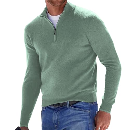 Men's Quarter Zip Up Polo Sweaters Long Sleeve 1/4 Zipper Sweater Quarter-Zip Pullover Sweater for Men