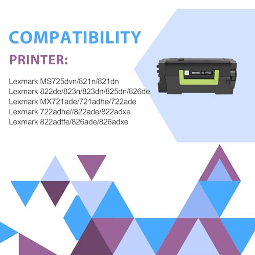 Image of 58D1H00 Black MS823 MS821 Toner Cartridge 58D1000 Remanufactured Compatible for Lexmark 58D1H00 MS823dn MS821dn MS725 MS822 MS823 MS825 MS826 MX721 MX722 MX822 MX826 MS823n MS825dn Printer 2-Pack