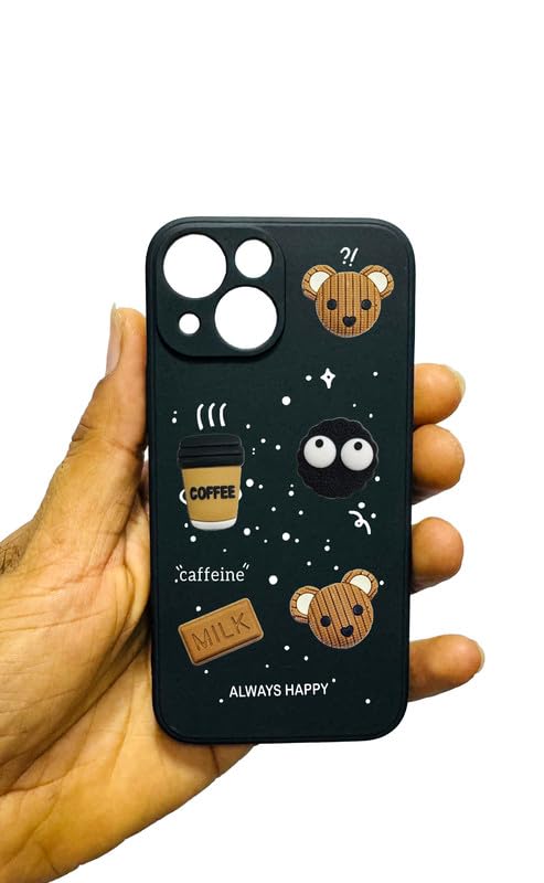 CaseBuddy Back Case Cover Compatible for iPhone 13 Mini | Cute Fun Cartoon 3D Ball | Coffee Silicone Case | Camera Protection | Body Protection | Shock Proof | Color Black