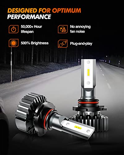 Image of SEALIGHT 9005 /9006 Fog Bulb, 30000LM Super Bright, 6500K White, 3Mins Plug and Play Installation, Fanless Design, Non-Polarity Fog Lights, Powersports Lighting Accessories,4 pack