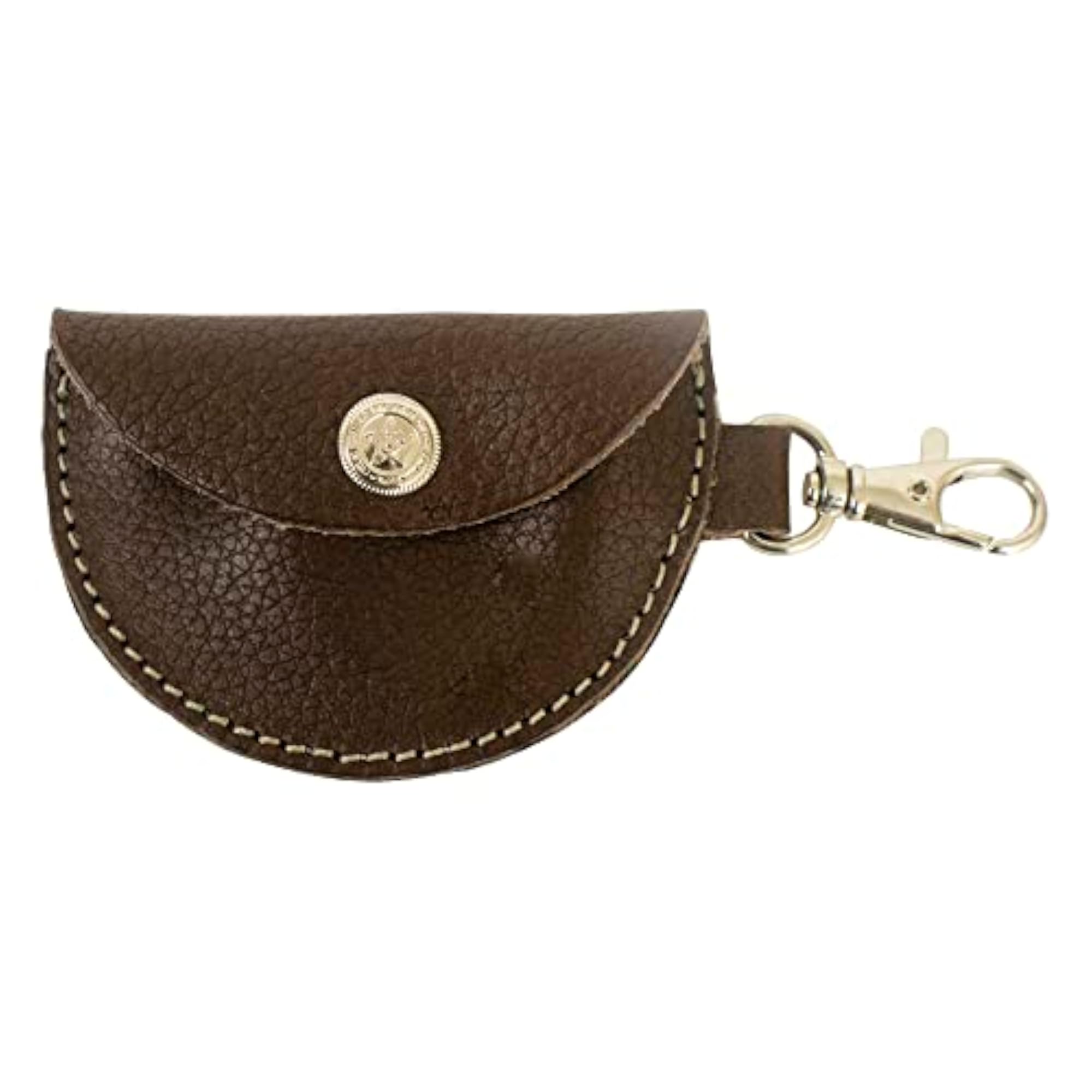 Leather Coin Pouch with Anti-Rust Metal Key Ring