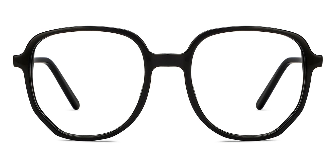 | Zero Power Blue Cut Computer Glasses | Anti Glare, Lightweight & Blocks Harmful Rays | Full Rim Teardrop | 100% UV Protected | For Men & Women | Large | LB E16058, Matte Black, S