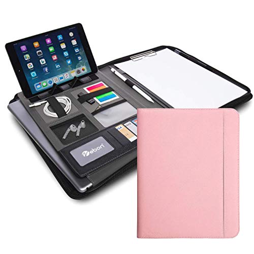 Vebon® Conference Folder A4 "London" Vegan Leather with Zip I Writing Case + Laptop Bag I 2-in-1 I Smartphone Holder + Clipboard