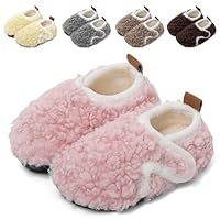 MASOCIO Kids Boys Girls Slippers Warm Cosy Plush Lining Non-Slip Children House Shoes