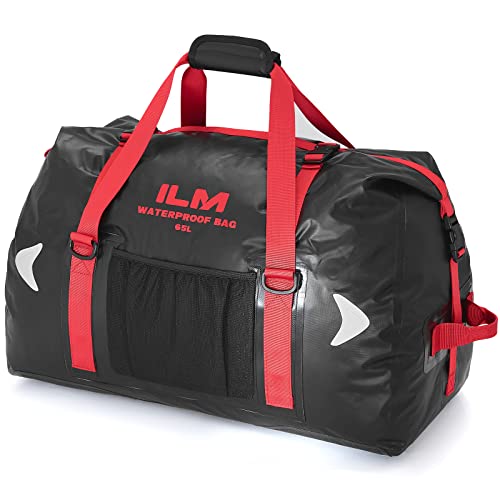ILM 65L large motorcycle Tail Bag Waterproof Dry Wet Separated Travel Duffle Saddlebag for Camping Gym Weekend Men WomenModel DPZ6 Black