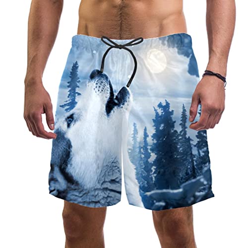 Maillots de bain pour hommes à motif loup et short de plage léger