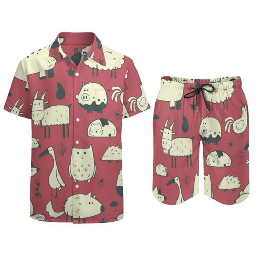 Chemise Hawaïenne Hommes Ensemble Léger anti-transpiration avec Short et Pantalon de Plage