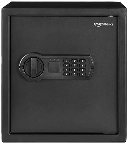 Amazon Basics Steel Home Security Safe With Programmable Keypad - Secure Documents, Jewelry, Valuables - 1.2 Cubic Feet, 13 X 13 X 14.2 Inches, Black #TOP1
