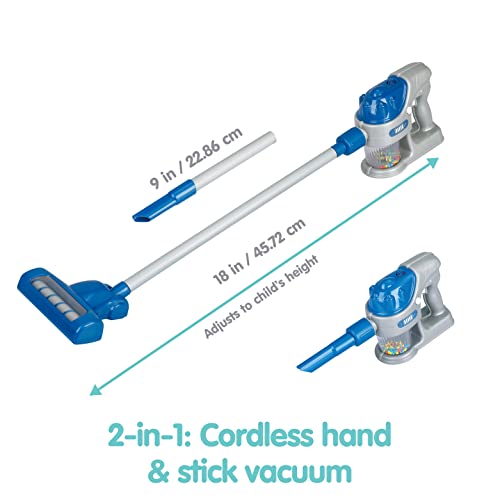 Kidoozie Tidy Vacuum Duo, 2-in-1 Stick and Handheld Toy Vacuum Cleaner for Pretend Play; Children Ages 3+