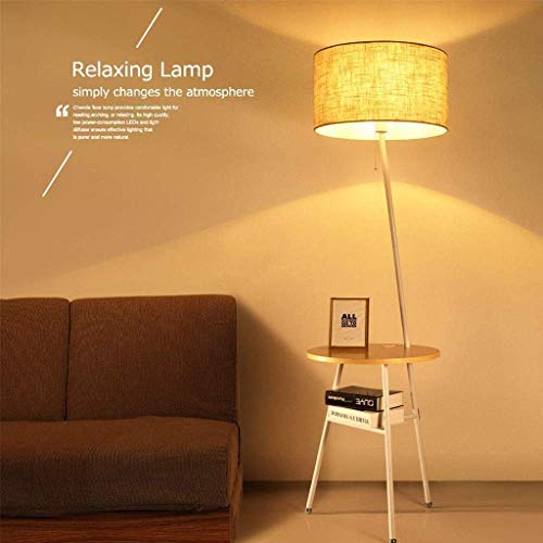 JHSHENGSHI Lampadaire trépied avec Abat-Jour de Tambour en Tissu de Table d'extrémité en Bois pour Chambre à Coucher à côté de la Table Salon canapé liseuse Cover