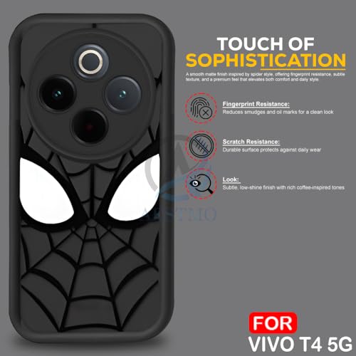 Image of AESTMO Back Case Cover for Vivo T4 5G / Z10 5G Cover | Spidey Face Mask Design | Silicone Case | Full Body Protection | Camera Protection Back Cover for Vivo T4 5G / Z10 5G (Black)