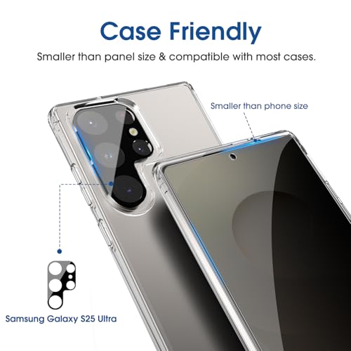 Image of amFilm OneTouch for Samsung Galaxy S24+ Plus Privacy Screen Protector 2025 | 30s Auto-Alignment, Bubble Free, Tempered Glass, 28 Anti Spy, Shatterproof, Camera Lens Protector 2+2 Pack (S25U-6.9'')