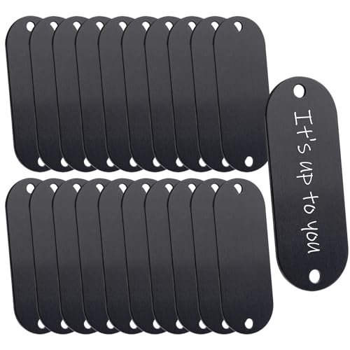 Framendino 22086_25_03212024 25 Pack Aluminum Engraving Blanks Tags Stamping Blanks Tags With 2 Holes Metal Stamping Blanks Pet Id Tags For Dog Cat Name Personalized Bracelet Diy Craft Keychain cover