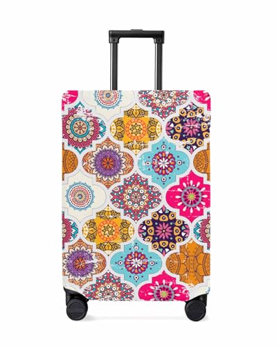 Travel Luggage Cover Small Suitcase Cover Fit for 19-21 Inch Luggage Colorful Morocco Luggage Protector Suitcase Cover Scratchproof Vintage Floral Flowers Textured Luggage Cover Protector for Suitcase