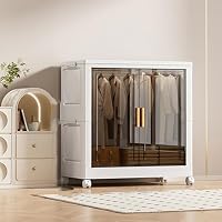 折りたたみワードローブ　クローゼット　衣類収納　ハンガーラック　クリアブラウン扉 414KBSAaxPL._SS200_.jpg
