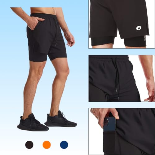 Image of Oysters Men's 2 in 1 Workout Shorts for Men with Phone Pockets